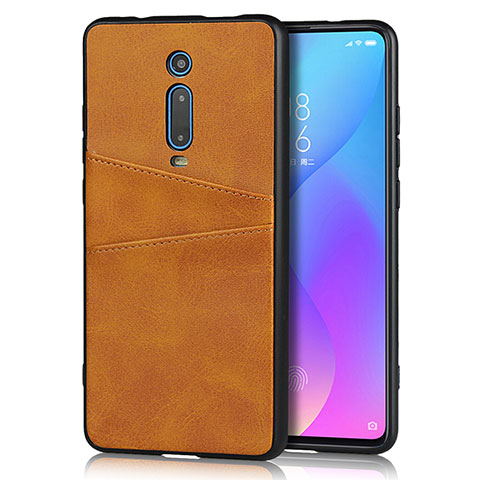 Funda Lujo Cuero Carcasa R03 para Xiaomi Mi 9T Naranja