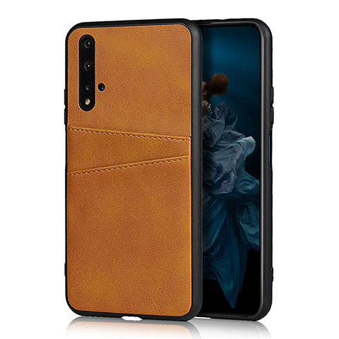 Funda Lujo Cuero Carcasa R04 para Huawei Honor 20 Naranja