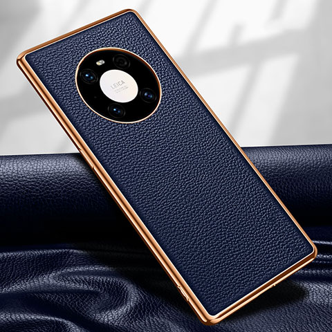 Funda Lujo Cuero Carcasa R04 para Huawei Mate 40 Pro Azul