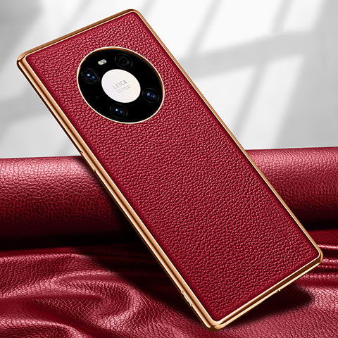 Funda Lujo Cuero Carcasa R04 para Huawei Mate 40 Pro Rojo