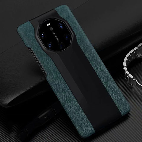 Funda Lujo Cuero Carcasa R04 para Huawei Mate 40 RS Verde Noche