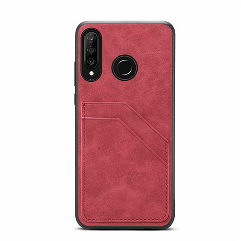 Funda Lujo Cuero Carcasa R04 para Huawei Nova 4e Rojo