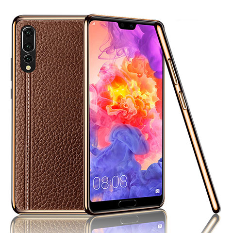 Funda Lujo Cuero Carcasa R04 para Huawei P20 Pro Marron