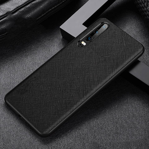 Funda Lujo Cuero Carcasa R04 para Huawei P30 Negro