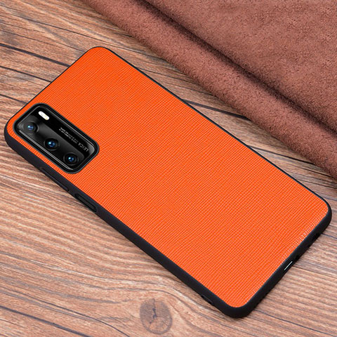 Funda Lujo Cuero Carcasa R04 para Huawei P40 Naranja