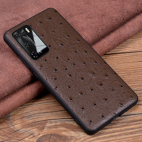 Funda Lujo Cuero Carcasa R04 para Huawei P40 Pro Marron