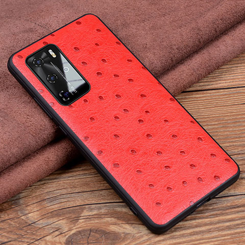 Funda Lujo Cuero Carcasa R04 para Huawei P40 Pro Rojo