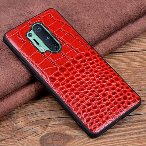 Funda Lujo Cuero Carcasa R04 para OnePlus 8 Pro Rojo