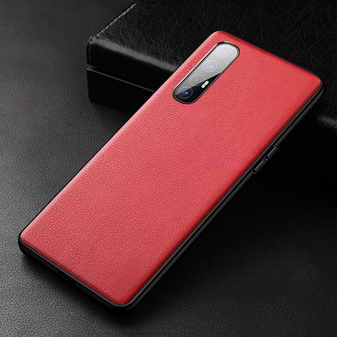 Funda Lujo Cuero Carcasa R04 para Oppo Reno3 Pro Rojo