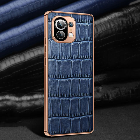 Funda Lujo Cuero Carcasa R04 para Xiaomi Mi 11 Lite 4G Azul