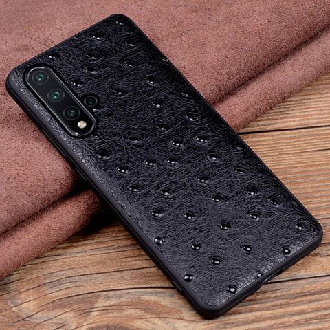 Funda Lujo Cuero Carcasa R05 para Huawei Nova 5 Negro