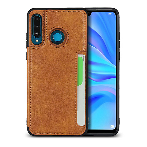 Funda Lujo Cuero Carcasa R05 para Huawei P30 Lite Naranja