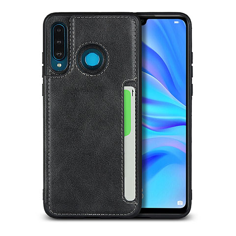 Funda Lujo Cuero Carcasa R05 para Huawei P30 Lite Negro