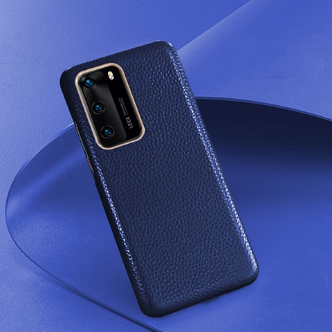 Funda Lujo Cuero Carcasa R05 para Huawei P40 Azul