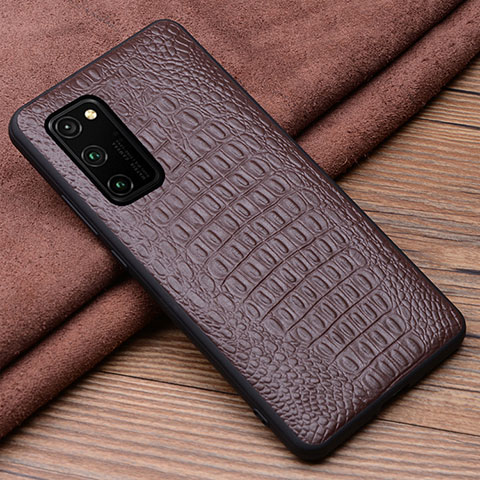 Funda Lujo Cuero Carcasa R06 para Huawei Honor V30 Pro 5G Marron