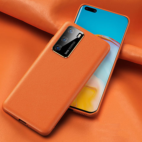 Funda Lujo Cuero Carcasa R06 para Huawei P40 Naranja