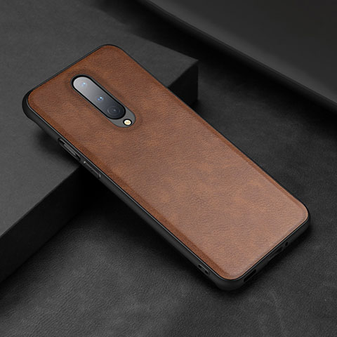 Funda Lujo Cuero Carcasa R06 para OnePlus 8 Marron