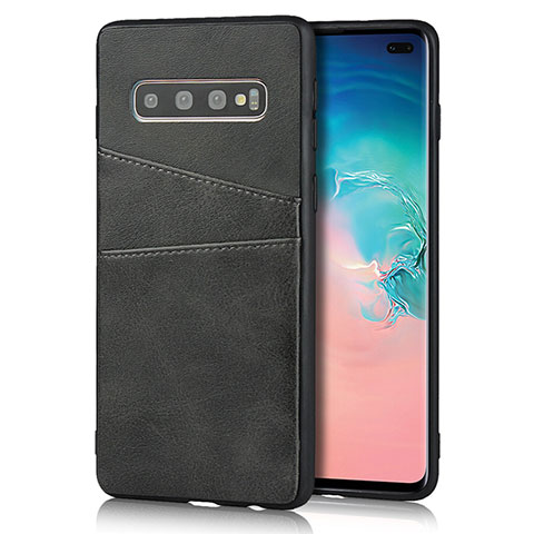 Funda Lujo Cuero Carcasa R06 para Samsung Galaxy S10 Plus Negro