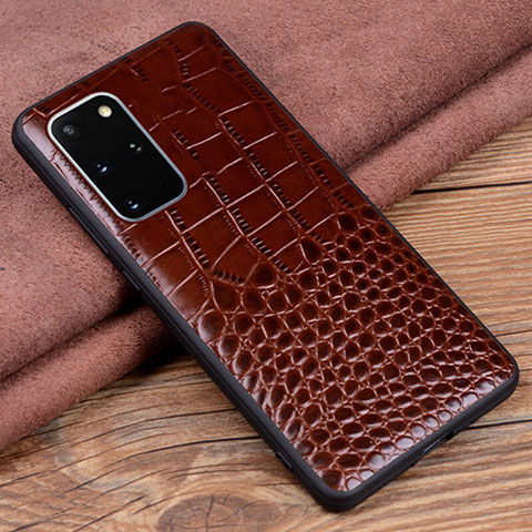 Funda Lujo Cuero Carcasa R06 para Samsung Galaxy S20 Plus 5G Marron