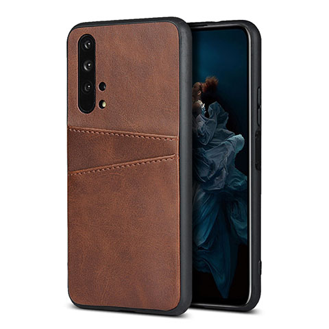 Funda Lujo Cuero Carcasa R07 para Huawei Honor 20 Pro Marron