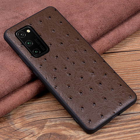 Funda Lujo Cuero Carcasa R07 para Huawei Honor V30 Pro 5G Marron