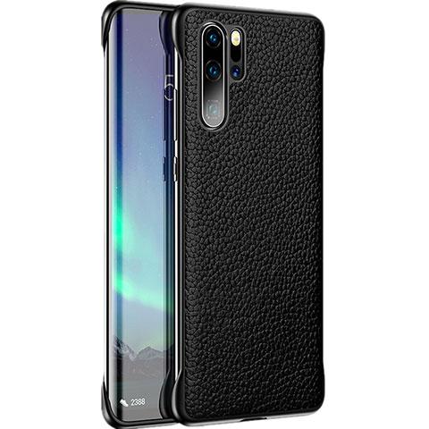 Funda Lujo Cuero Carcasa R07 para Huawei P30 Pro Negro