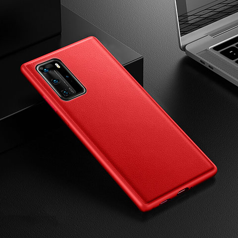 Funda Lujo Cuero Carcasa R07 para Huawei P40 Pro Rojo