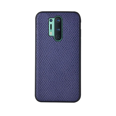 Funda Lujo Cuero Carcasa R07 para OnePlus 8 Pro Azul