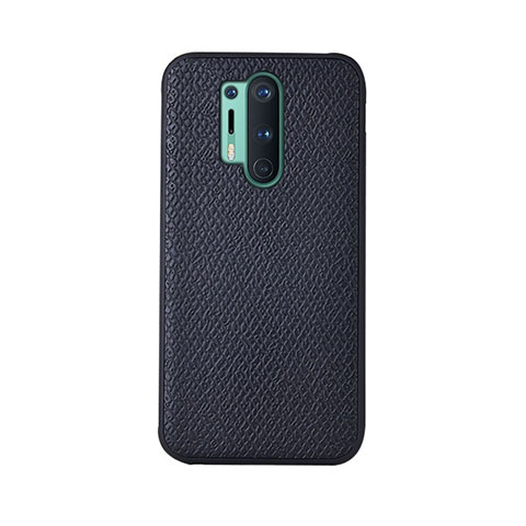 Funda Lujo Cuero Carcasa R07 para OnePlus 8 Pro Negro