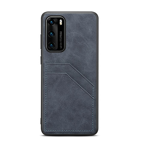 Funda Lujo Cuero Carcasa R08 para Huawei P40 Negro