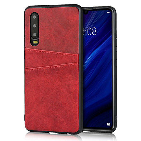 Funda Lujo Cuero Carcasa R09 para Huawei P30 Rojo