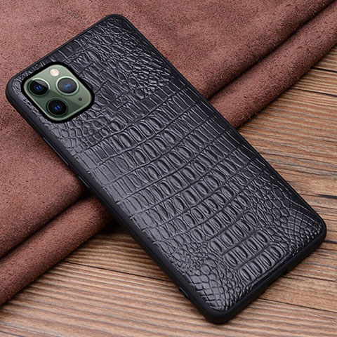 Funda Lujo Cuero Carcasa R11 para Apple iPhone 11 Pro Max Negro