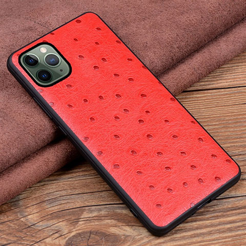 Funda Lujo Cuero Carcasa R12 para Apple iPhone 11 Pro Max Rojo