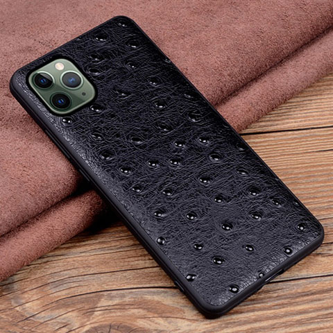 Funda Lujo Cuero Carcasa R12 para Apple iPhone 11 Pro Negro