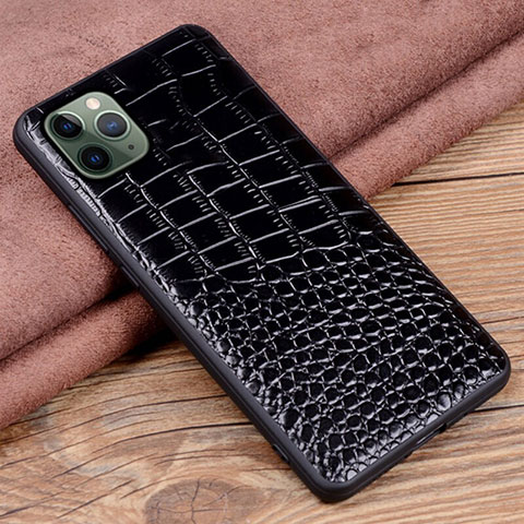 Funda Lujo Cuero Carcasa R14 para Apple iPhone 11 Pro Max Negro