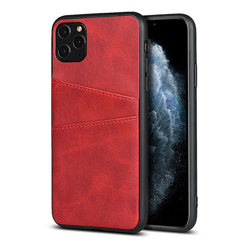 Funda Lujo Cuero Carcasa R15 para Apple iPhone 11 Pro Max Rojo