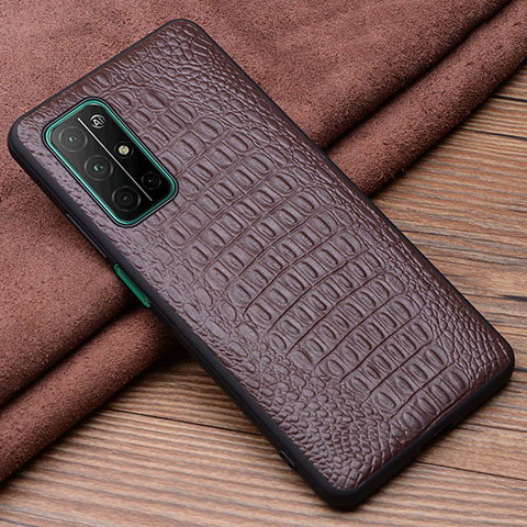 Funda Lujo Cuero Carcasa S01 para Huawei Honor 30S Marron