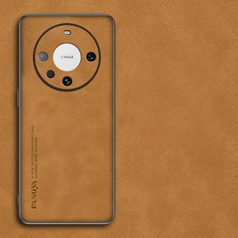 Funda Lujo Cuero Carcasa S01 para Huawei Mate 60 Pro Naranja