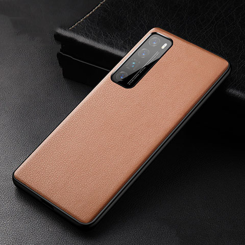 Funda Lujo Cuero Carcasa S01 para Huawei Nova 7 Pro 5G Naranja