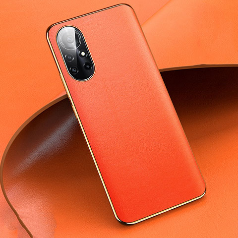 Funda Lujo Cuero Carcasa S01 para Huawei Nova 8 Pro 5G Naranja