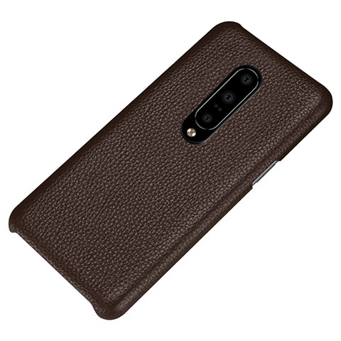 Funda Lujo Cuero Carcasa S01 para OnePlus 7 Pro Marron