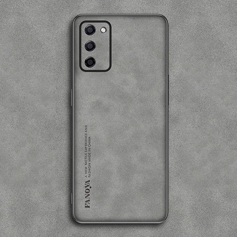 Funda Lujo Cuero Carcasa S01 para Oppo A55 5G Gris