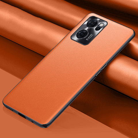 Funda Lujo Cuero Carcasa S01 para Oppo Find X5 Lite 5G Naranja