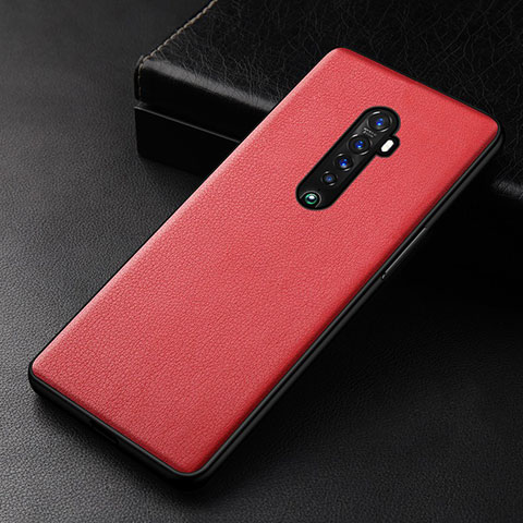 Funda Lujo Cuero Carcasa S01 para Oppo Reno2 Rojo