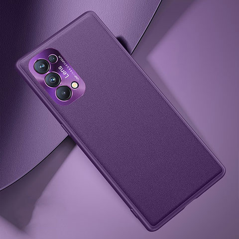 Funda Lujo Cuero Carcasa S01 para Oppo Reno5 Pro 5G Morado