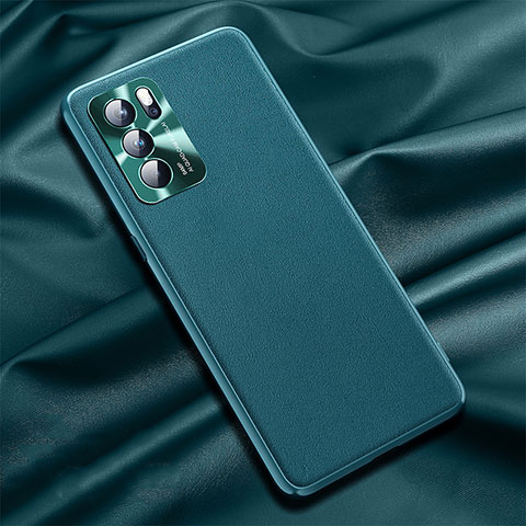 Funda Lujo Cuero Carcasa S01 para Oppo Reno6 Pro 5G India Verde