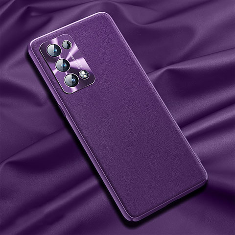 Funda Lujo Cuero Carcasa S01 para Oppo Reno6 Pro+ Plus 5G Morado