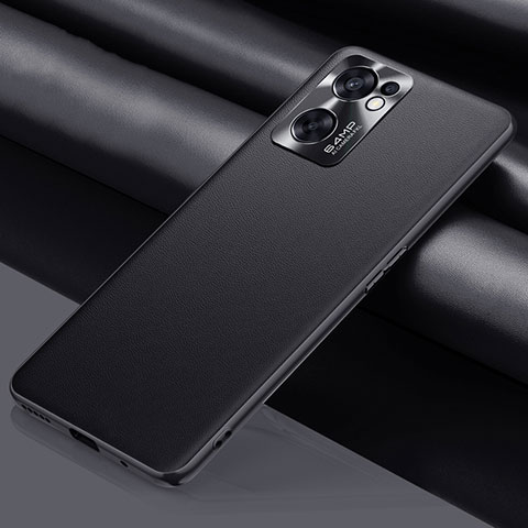 Funda Lujo Cuero Carcasa S01 para Oppo Reno7 SE 5G Negro