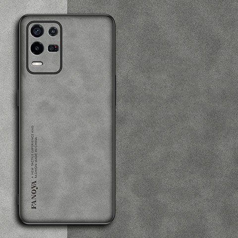 Funda Lujo Cuero Carcasa S01 para Realme 9 5G India Gris