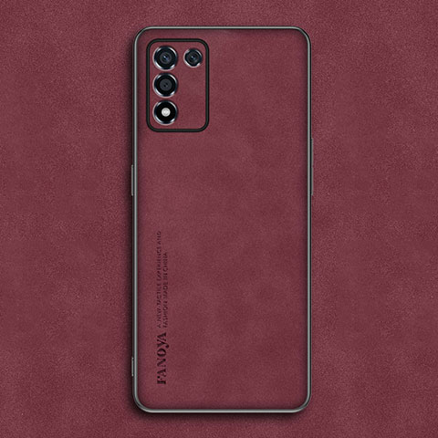 Funda Lujo Cuero Carcasa S01 para Realme 9 SE 5G Rojo